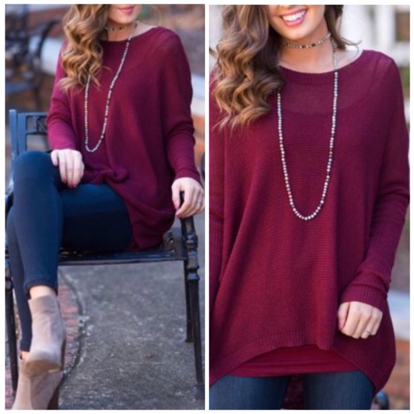 Boutique Sweaters - 🆕 Keon Burgundy Sweater